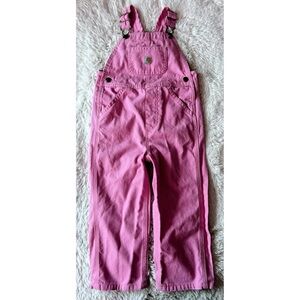 Carhartt Loose Fit Canvas Girls Pink Overalls NWOT 3T